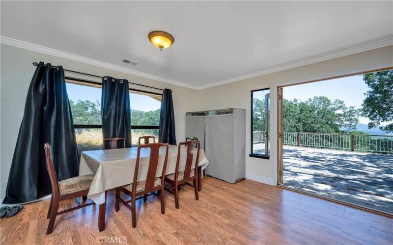 Dining area near deck entry