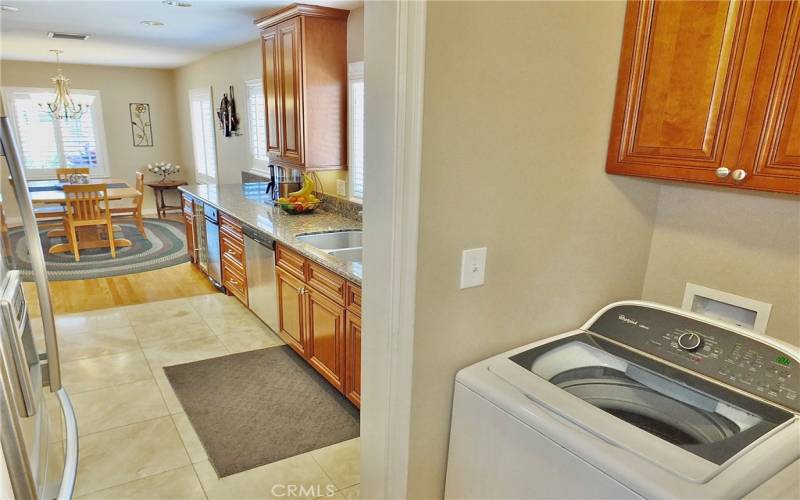 View into the fabulous kitchen and dining room.