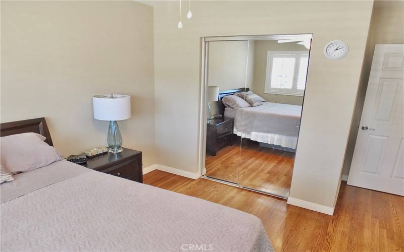 View of mirrored wardrobe closet