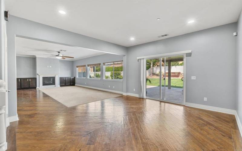 Living Room to the left and entry to the backyard straight ahead via the sliding doors