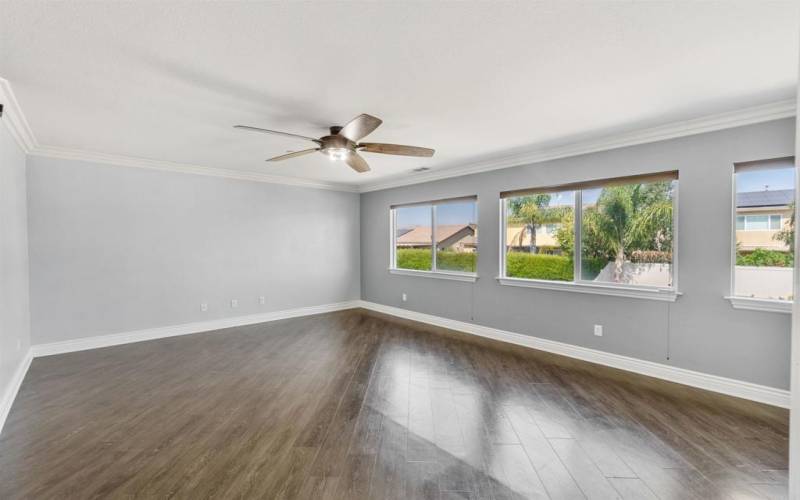 View from the doorway into the Master Bedroom; the natural light coming through is amazing