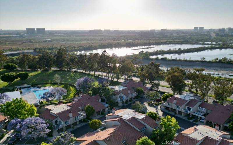 View of pool and Irvine near UCI