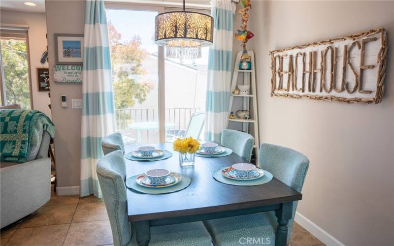 Dining room with view of balcony