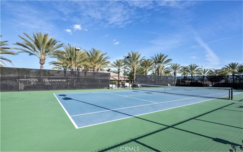 Two night lighted tennis courts and four pickleball courts.