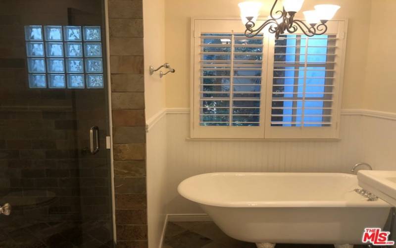 Full bath with Claw foot tub and separate shower