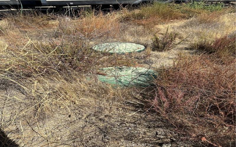 Lids on septic tank.