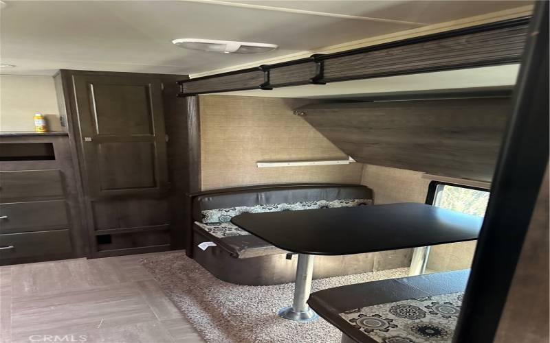 Inside travel trailer.