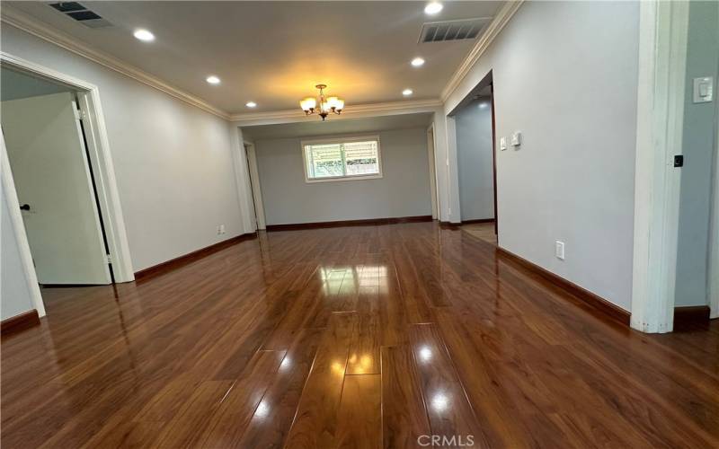 living room with recessed lighting