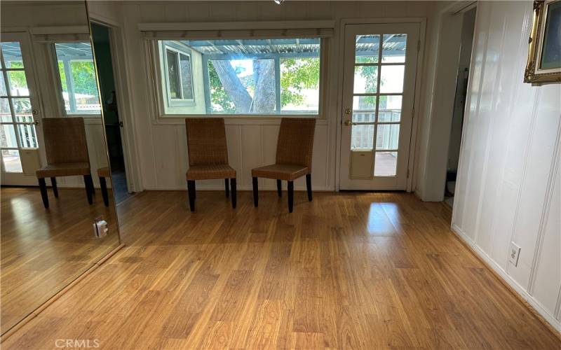 dining area with back porch