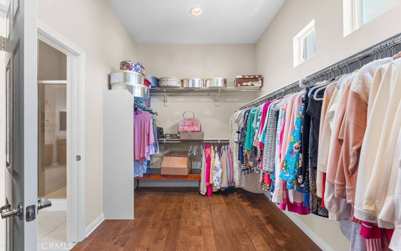 Primary closet, large walk-in.