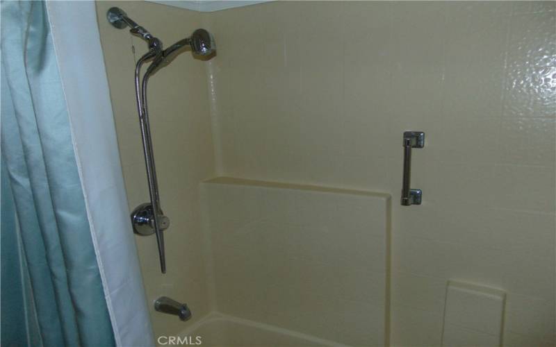 guest bath shower over tub, handicap grab bars