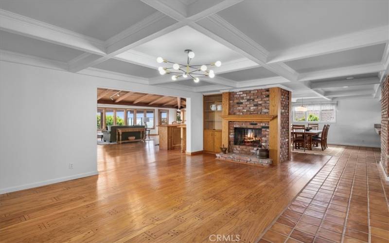 Family Room/Den Area with fireplace and built-in shelving.