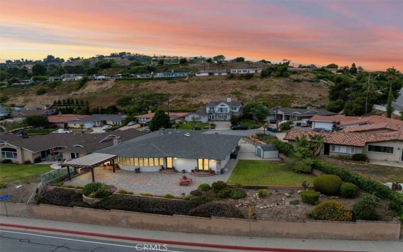 Sunset Rear of Home - Aerial Drone Shot.