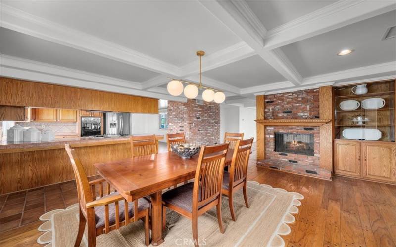 Dining Room looking toward kitchen and fireplace.