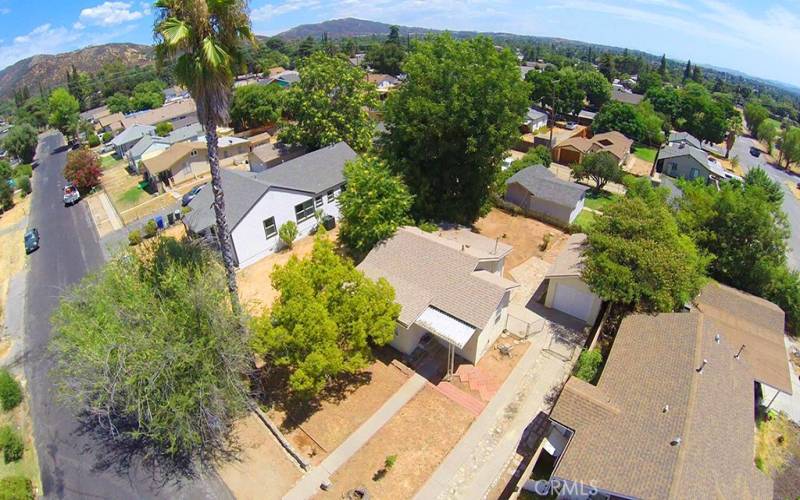 Drone shot of peaceful neighborhood