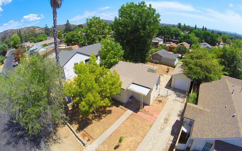 Drone shot of neighborhood