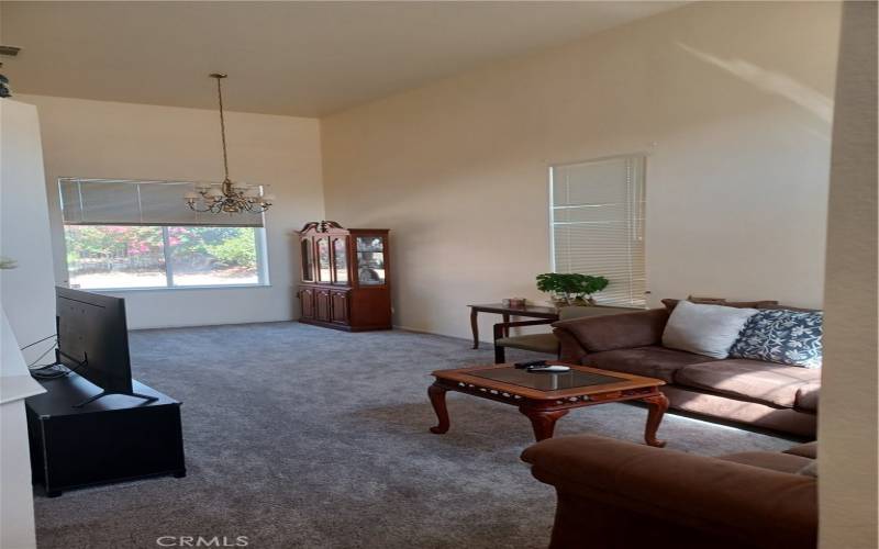 High ceiling family room