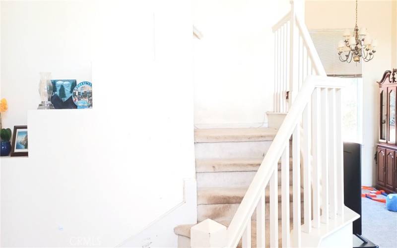 white wood stairs