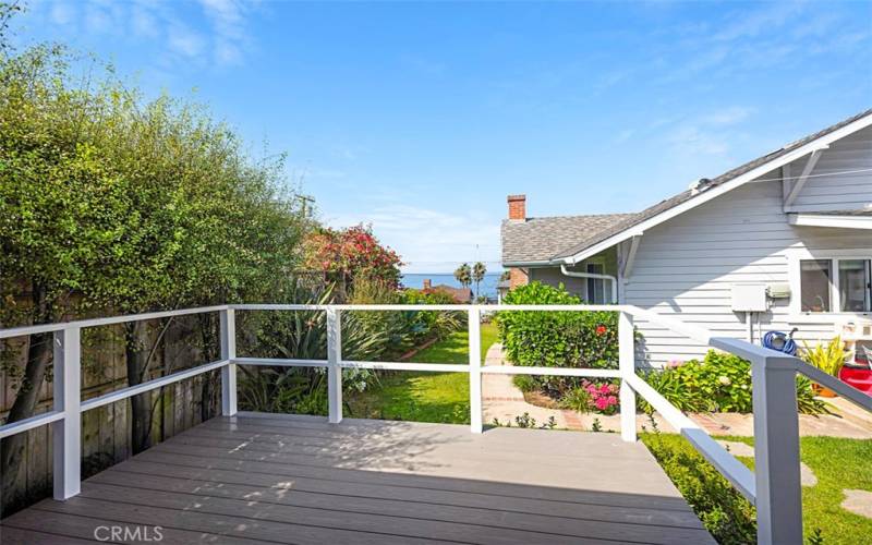 Ocean view from this home and detailed landscaping.