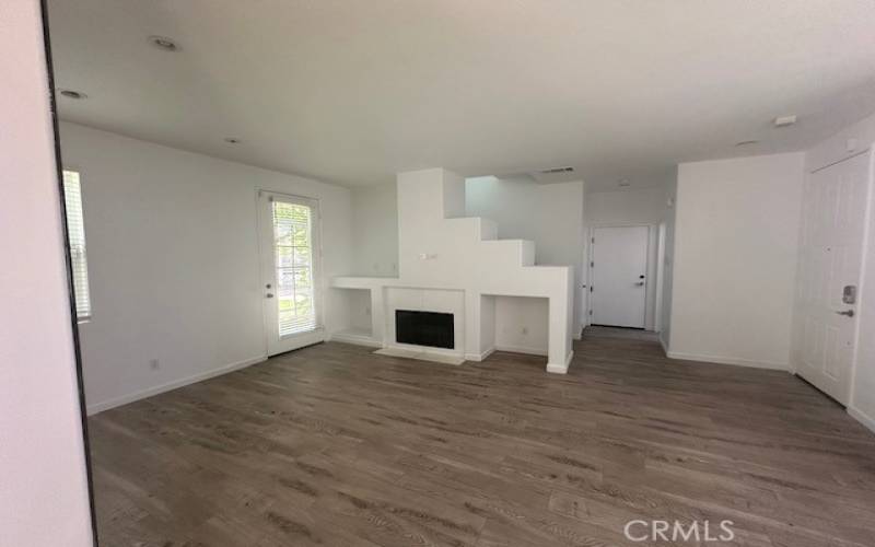 Living room with fireplace.