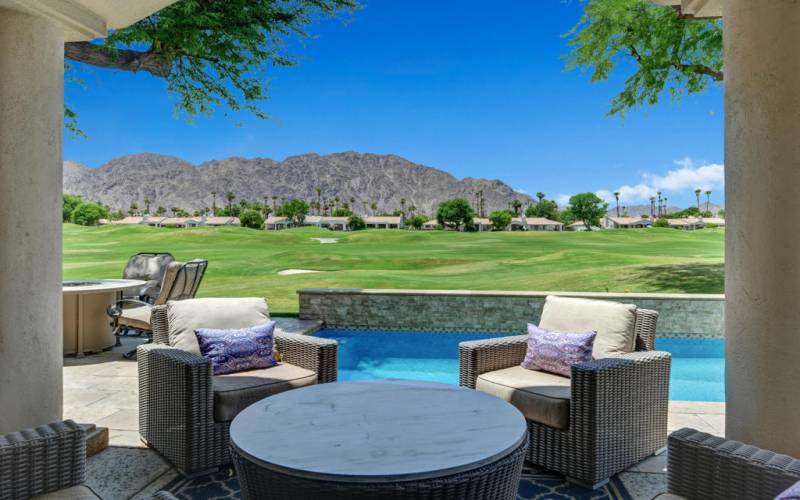 BACK COVERED PATIO TO POOL AND VIEW