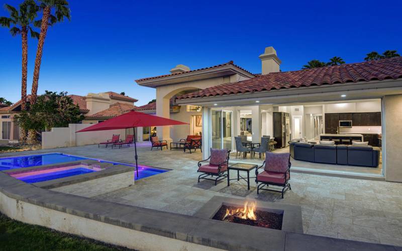 FIRE PIT TO POOL AND HOUSE NIGHT MLS