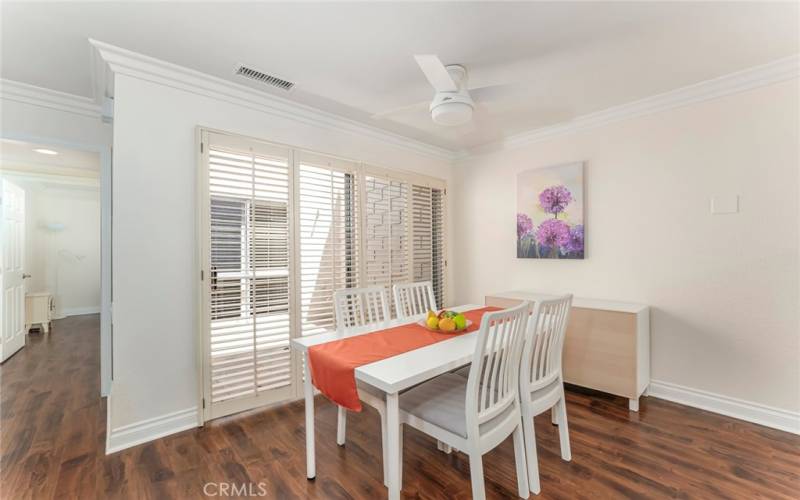 Dining area with access to atrium