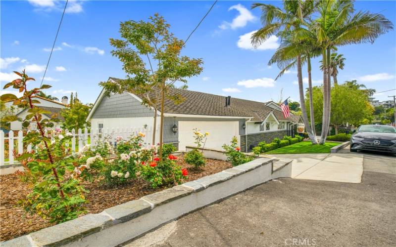 Front of the house with side garden