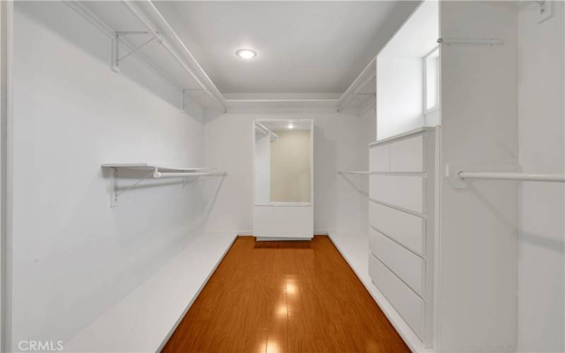 Walk in closet in the main bedroom