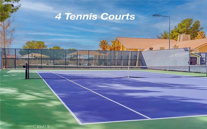 The tennis courts, bocce ball, and pickle ball courts at the 