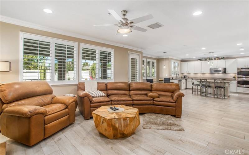 Family room opens up to the kitchen