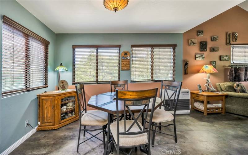 Dining area flows into living room