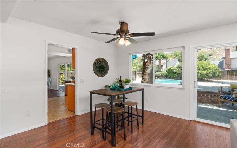 Check out the views of the back yard from the dining area.