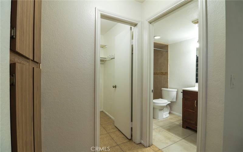 Bathroom entry and closet entry.