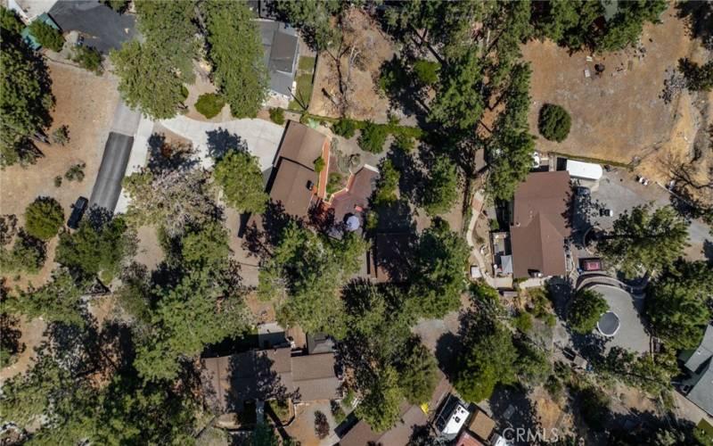 Aerial view of the over 1/2 acre lot