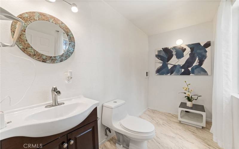 Downstairs bath and laundry area