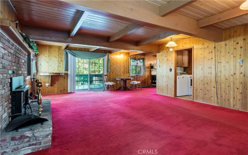 View from large room into Kitchen area