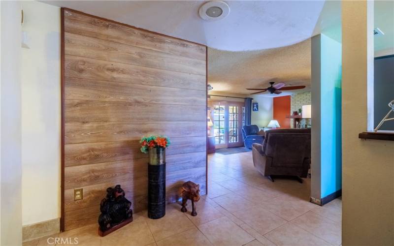 Entryway into Living Room and Kitchen Areas