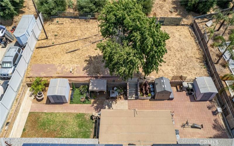 Aerial shot of backyard