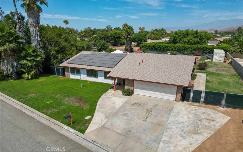 Aerial view of property with solar. Lots of space to enjoy!