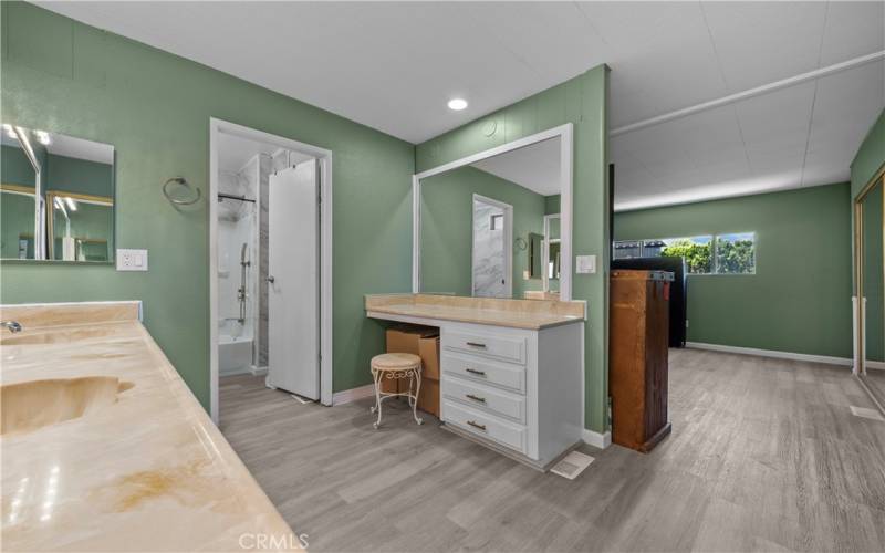 Built in vanity and dual sinks in your remodeled bathroom