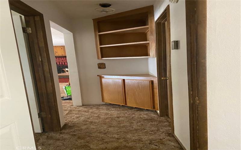 Hallway between bedrooms and bath