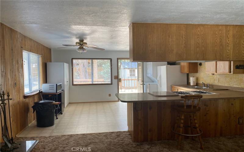 View from living room to kitchen