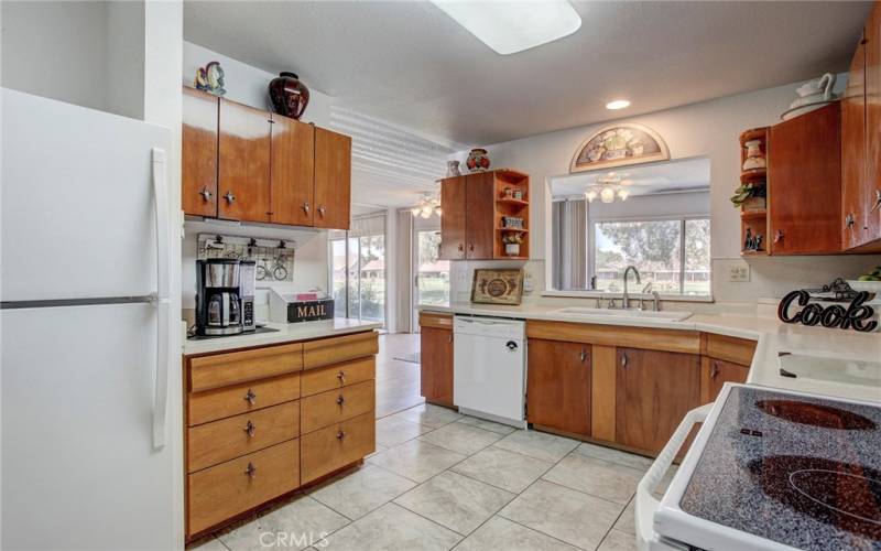 Relaxing golf course views from kitchen.