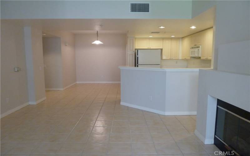 Living area and kitchen