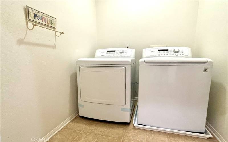 Laundry room with LG washer and gas dryer