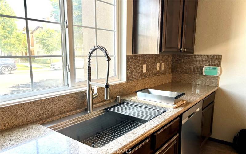 Allen+Roth single sink with gooseneck faucet