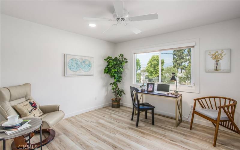 4th Bedroom staged as office.  It is closer to the kitchen and away from the other 3 bedrooms.