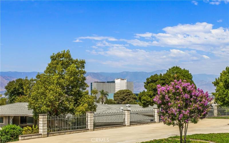 Rear yard with mountain and Loma Linda Hospital views