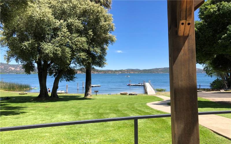 Buckingham HOA lakeside park with fishing pier, boat ramp and boat dock.